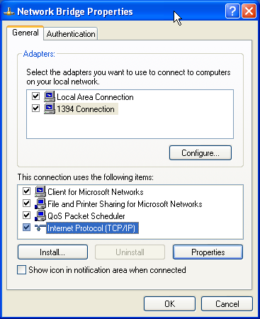 Network Bridgeの設定