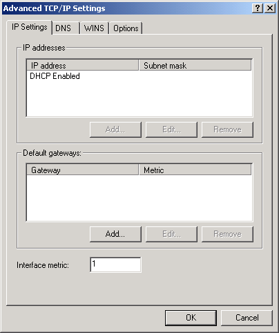 TCP/IP 詳細設定